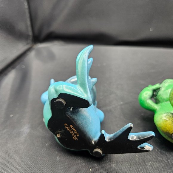 Kittys Critters See Hear Speak No Evil Frogs Blue Green Orange 2001 Set of 3 - Picture 8 of 12